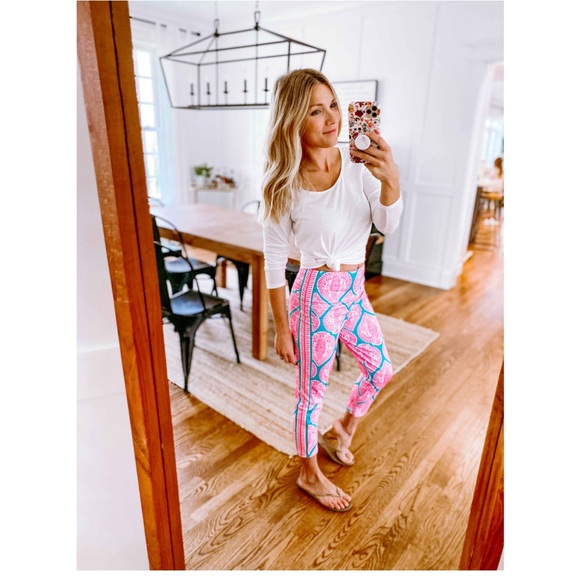 Gretchen Scott Indian Summer pull on pants Size Large Turquoise and Pink - Picture 1 of 8